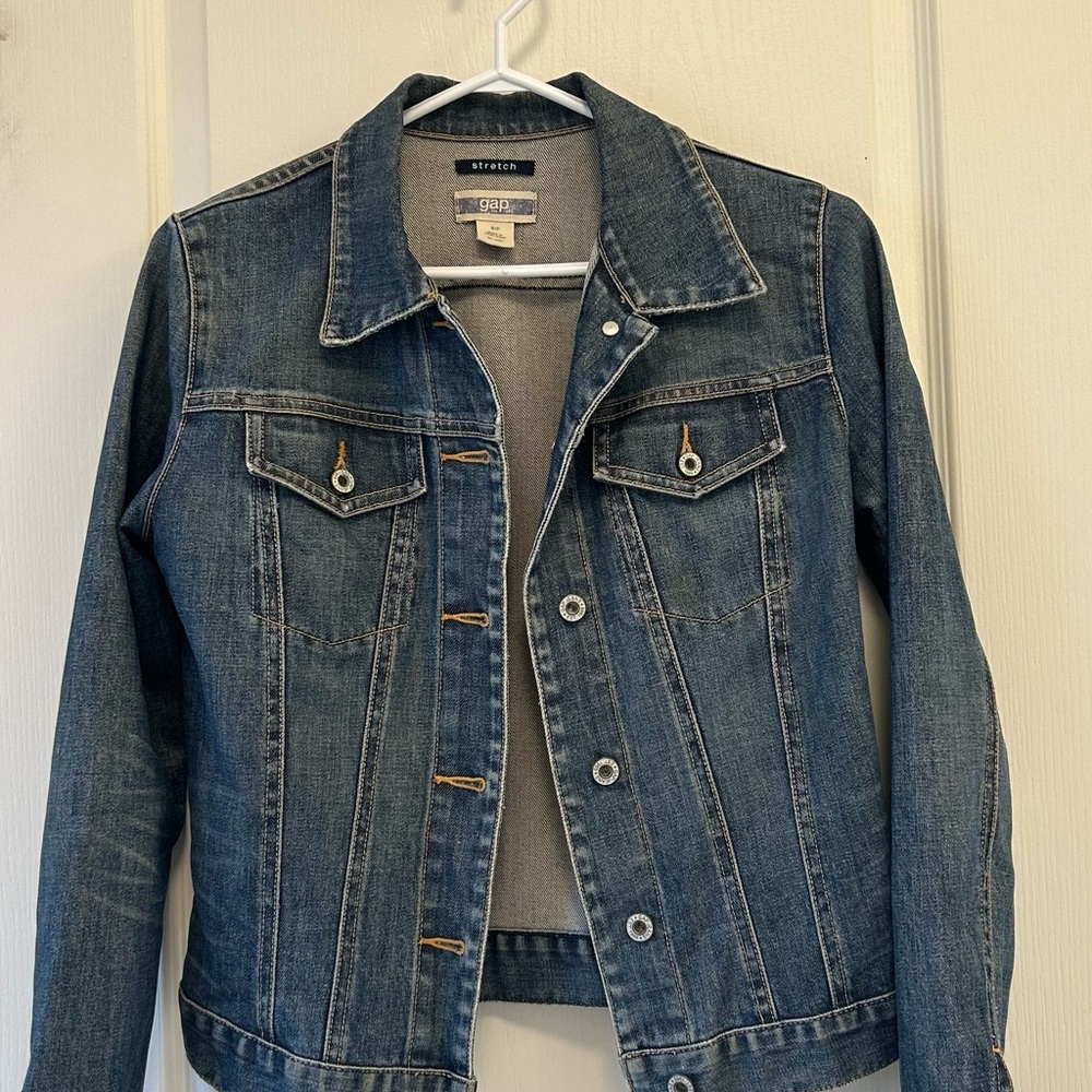 GAP Women's Distressed Blue Denim Jacket